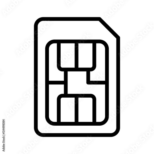 SIM card or subscriber identity / identification module chip line art vector icon for apps and websites