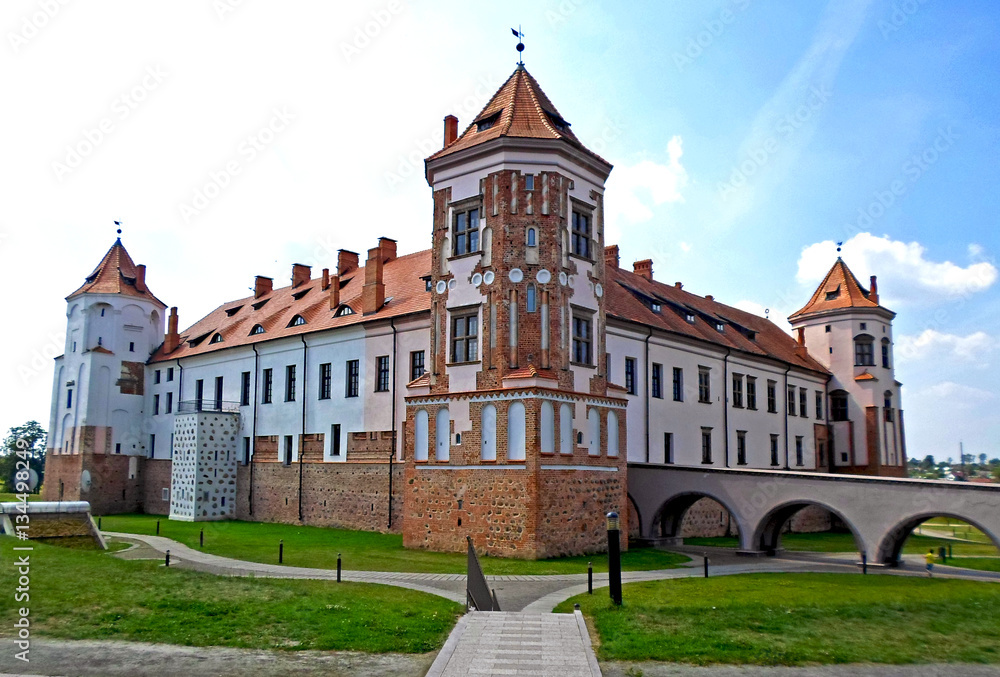 Medieval castle in a summer day, Mir, Belarus