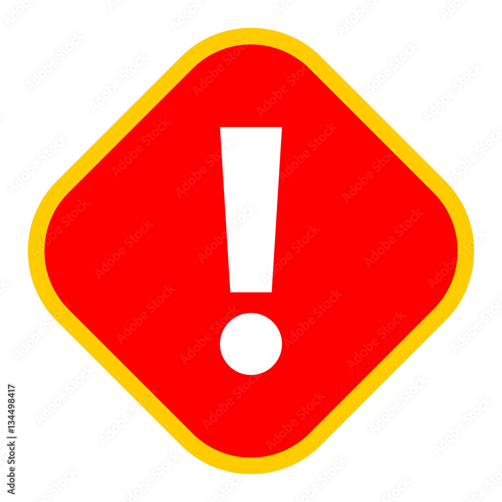 Red rhomb exclamation mark icon warning sign attention button Red rhomb exclamation mark icon warning sign attention button