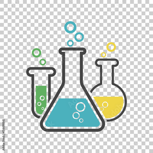 Chemical test tube pictogram icon. Laboratory glassware or beaker equipment isolated on isolated background. Experiment flasks. Trendy modern vector symbol. Simple flat illustration