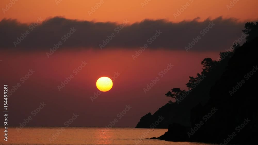 Sunrise silhouette above sea Time Lapse Sunrise silhouette above sea Time Lapse