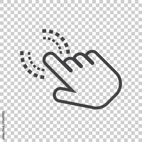 Click here icon. Hand cursor signs. Black button flat vector illustration.