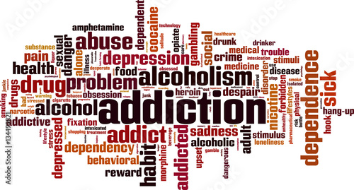 Addiction word cloud concept. Vector illustration