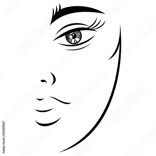 Silhouette drawing feminine teenager face