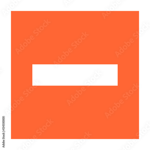 Flat minus icon square subtraction sign removing button