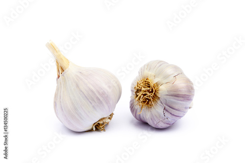 Healthy fresh garlic isolated on white background