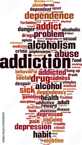 Addiction word cloud concept. Vector illustration
