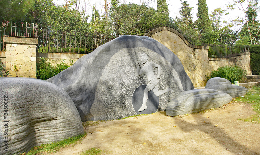Fototapeta premium Homenaje al corredor coreano young-cho-hwang, Montjuic, Barcelona