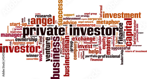 Private investor word cloud concept. Vector illustration