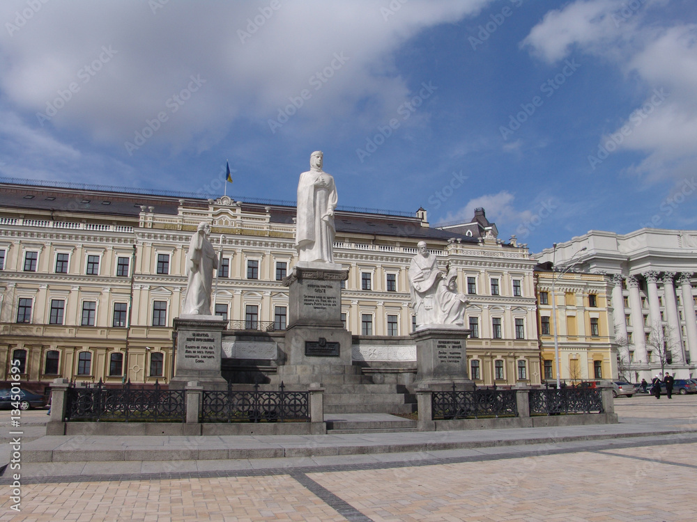 Ukraine. Kiev. Monument to Princess Olga, St. Apostle Andrew and Cyril and Methodius