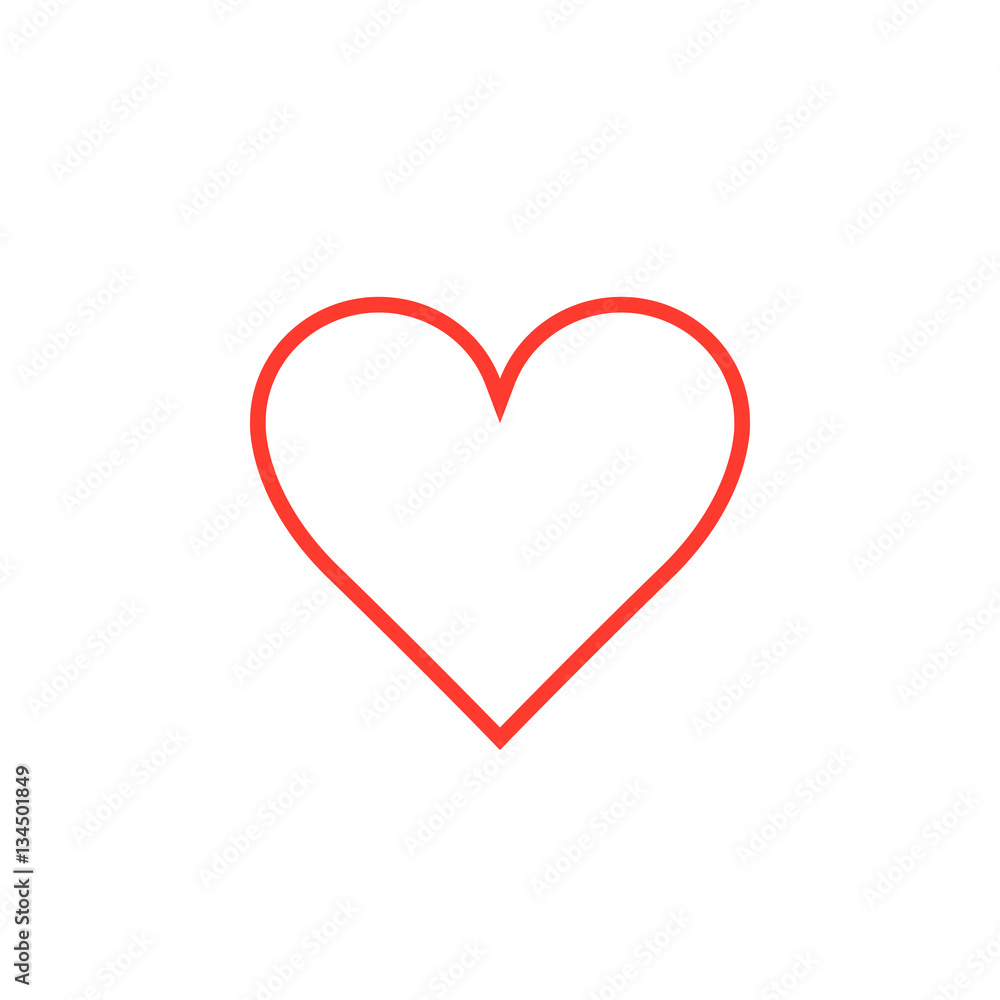 Love symbol. red heart line icon, outline vector logo illustration, linear pictogram isolated on white