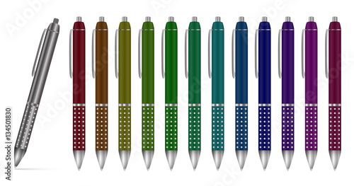 Collection of multi-colored ball pens