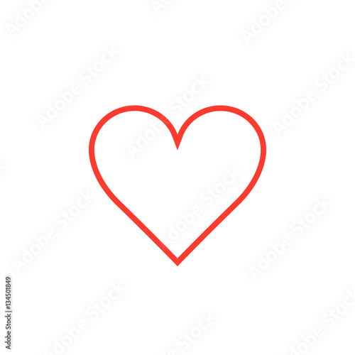 Love symbol. red heart line icon  outline vector logo illustration  linear pictogram isolated on white