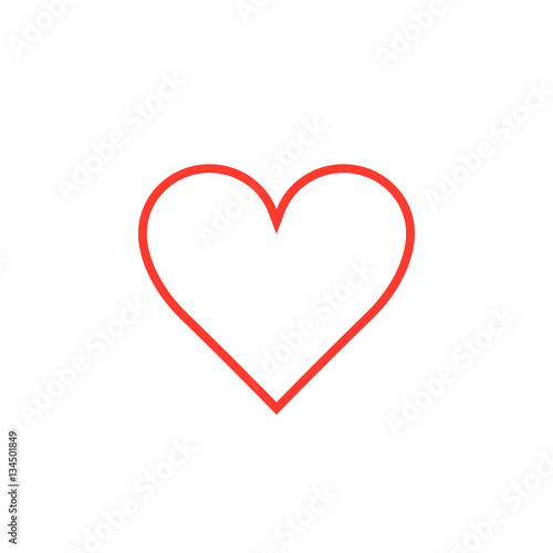 Love symbol. red heart line icon, outline vector logo illustration, linear pictogram isolated on white