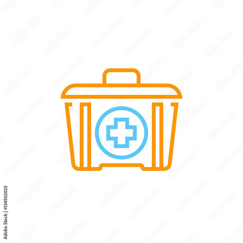First Aid box line icon, outline vector logo illustration, linear colorful pictogram isolated on white First Aid box line icon, outline vector logo illustration, linear colorful pictogram isolated on white