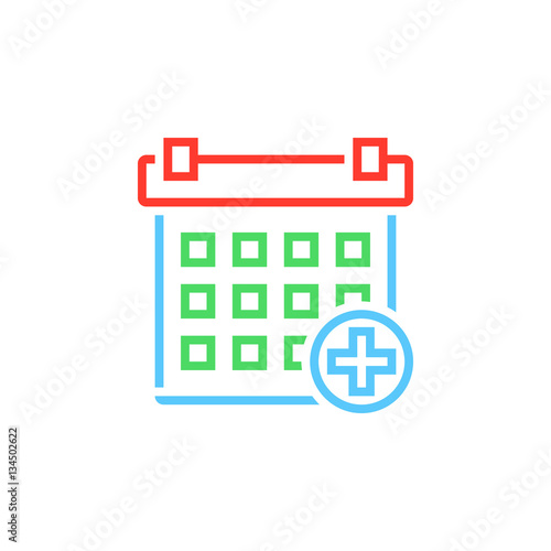 Annual medical checkup symbol. Calendar line icon, outline vector logo illustration, linear colorful pictogram isolated on white