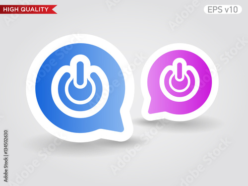 Colored icon or button of power symbol with background