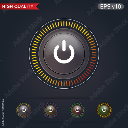 Colored icon or button of power symbol with background