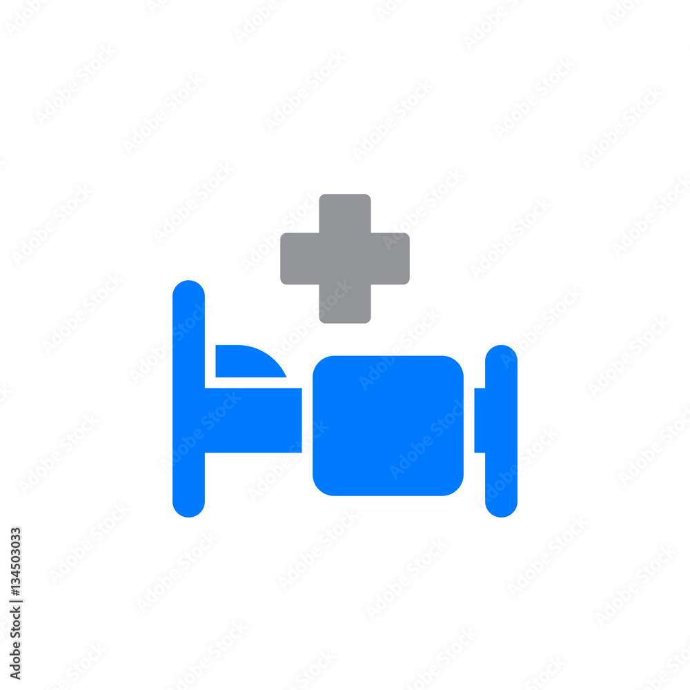 Hospital symbol. bed with cross icon vector, solid logo illustration, colorful pictogram isolated on white Hospital symbol. bed with cross icon vector, solid logo illustration, colorful pictogram isolated on white