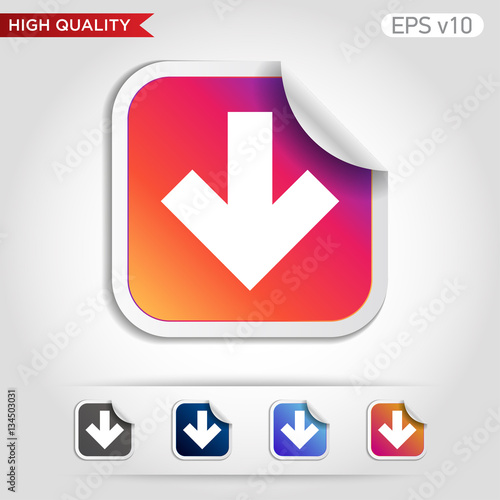 Free Download Colored icon or button of down arrow symbol with background - GFXLoad