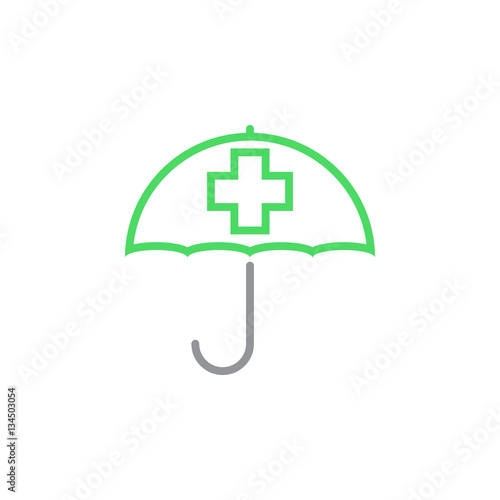 health insurance symbol. umbrella with cross line icon, outline vector logo illustration, linear colorful pictogram isolated on white