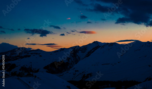 Tableau sur toile Mountain sunset