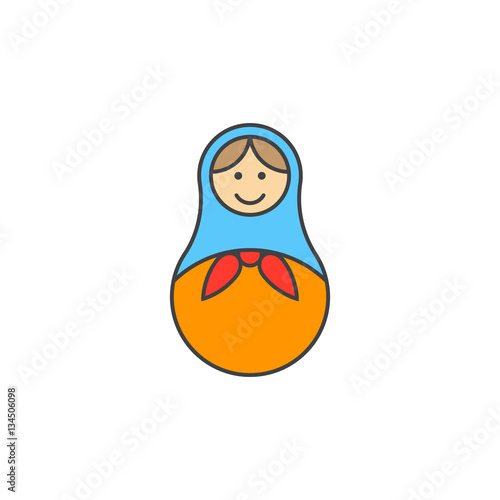 Russian nesting doll line icon, Matryoshka filled outline vector sign, linear colorful pictogram isolated on white, logo illustration