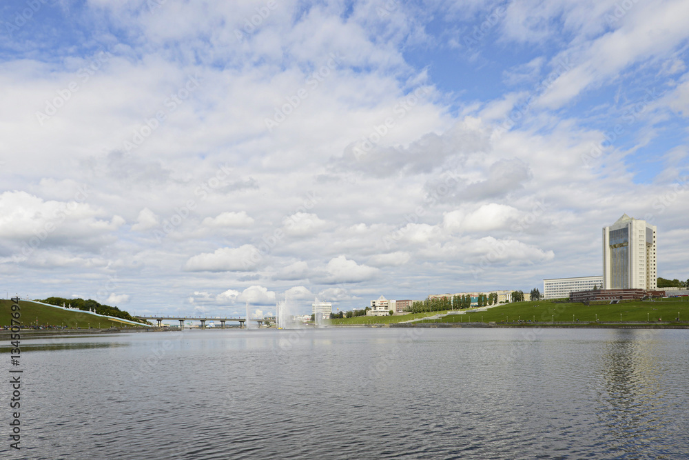 August 16, 2015:  Photo of embankment of Cheboksary Bay.Cheboksa