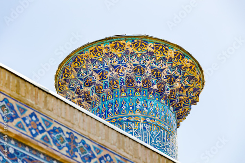 Mosaic in Ulugh Beg Madrasah in Samarkand, Uzbekistan photo