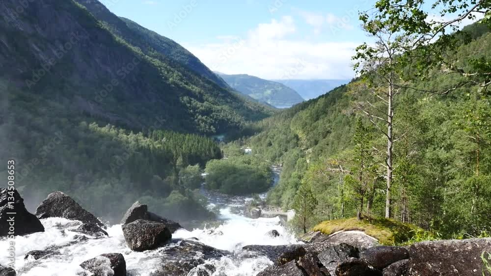 Waterfall at mountain river in summer Waterfall at mountain river in summer