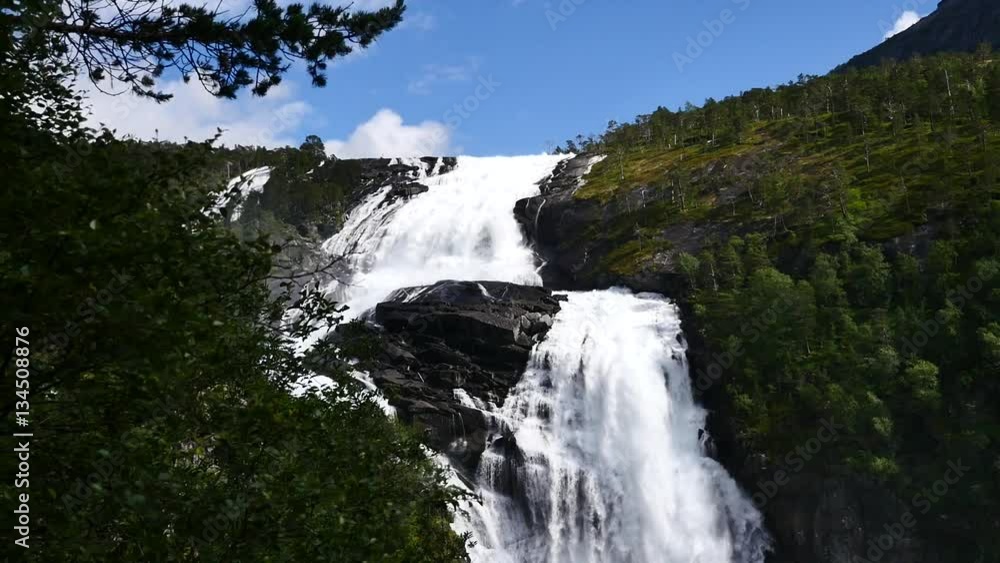 Waterfall at mountain river in summer Waterfall at mountain river in summer