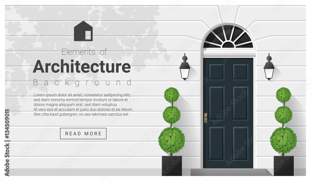 Naklejka premium Elements of architecture , front door background , vector ,illustration