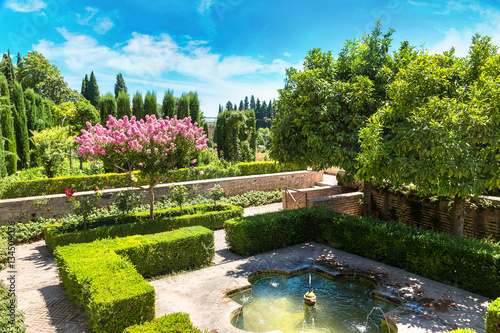 Gardens and fountains in Alhambra palace