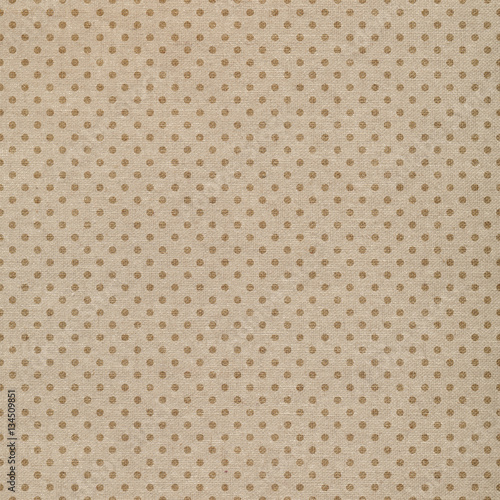 Brown tiny polka dots on linen fabric