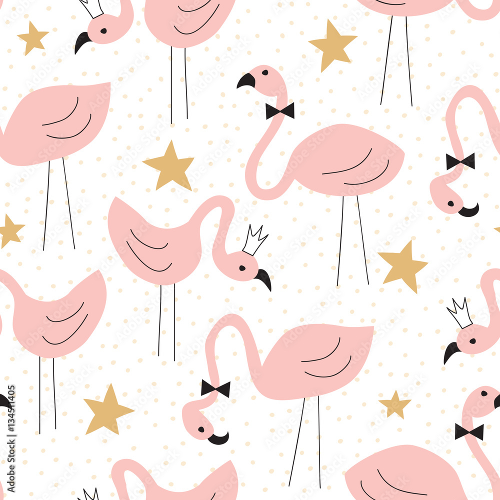 Obraz premium seamless flamingo pattern vector illustration