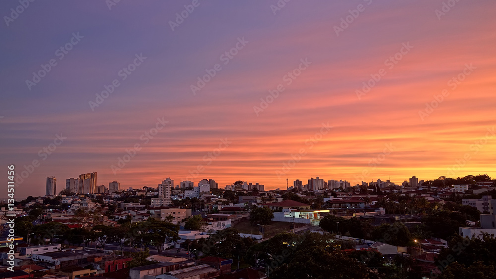 Panoramic photo of the city Ribeirão Preto - Sao Paulo, Brazil - at sunrise