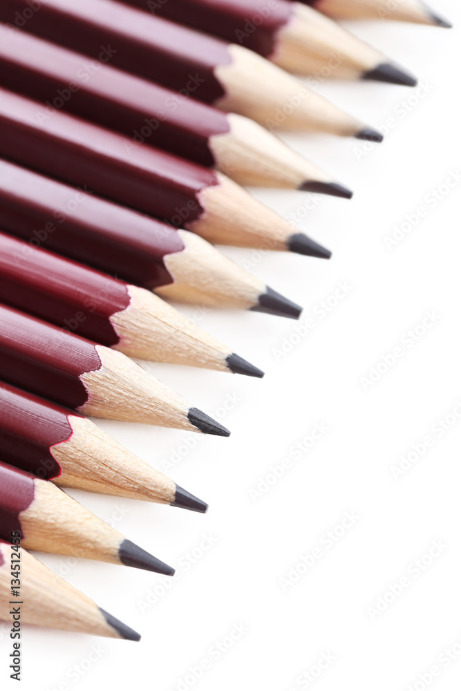 Drawing brown pencils on a white background Drawing brown pencils on a white background