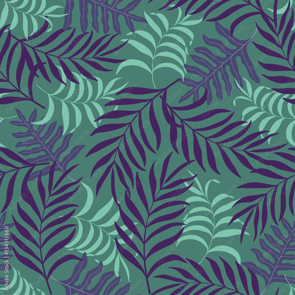 Tropical background with palm leaves. Seamless floral pattern Tropical background with palm leaves. Seamless floral pattern