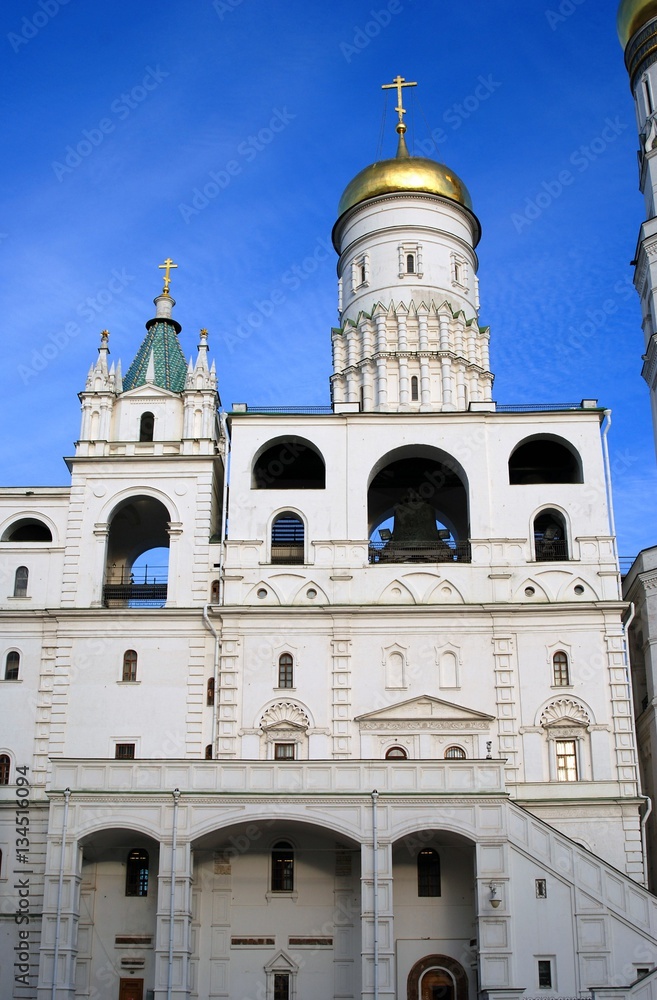Ivan Great Bell tower of Moscow Kremlin. Color photo.