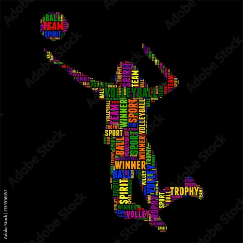volleyball Typography word cloud colorful Vector illustration