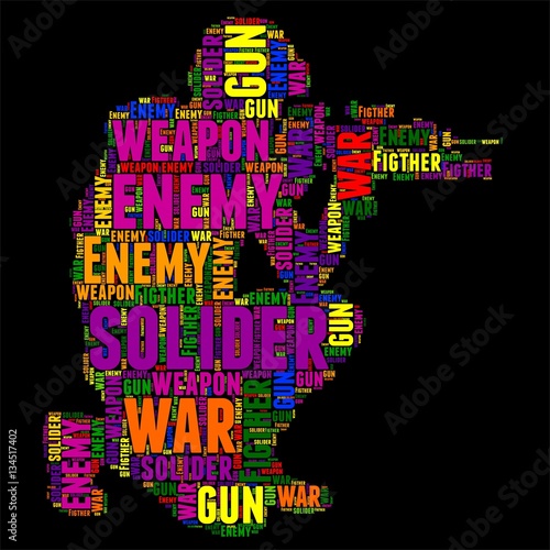 soliders Typography word cloud colorful Vector illustration