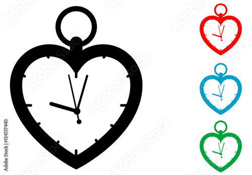 Icono plano reloj corazon varios colores