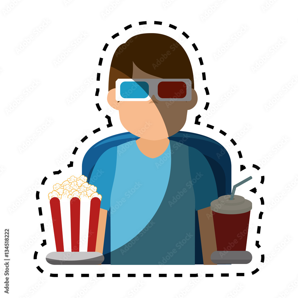 Person watching 3d movies vector illustration design Person watching 3d movies vector illustration design