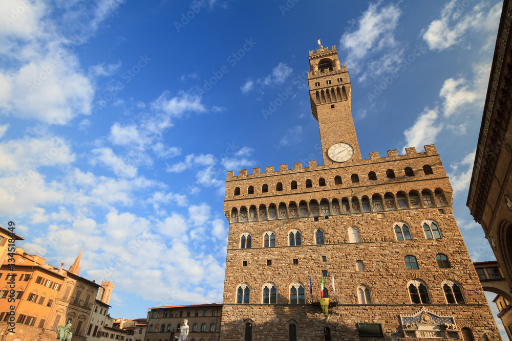 Old Palace ( Palazzo Vecchio ) the town hall in Florence, Tuscany, Italy