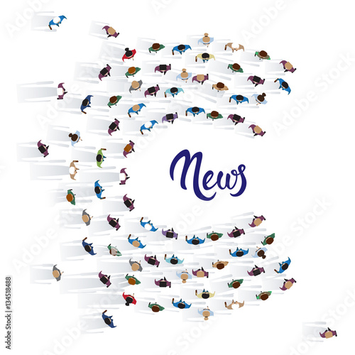 Businesspeople Group Crowd Business People Top View Banner Vector Illustration