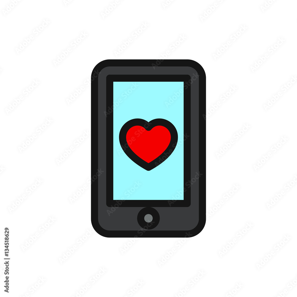 heart mobile icon illustration