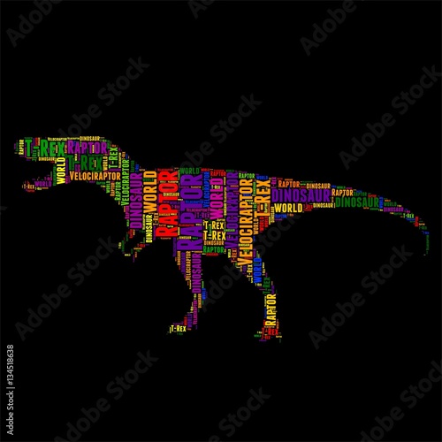 Raptor Typography word cloud colorful Vector illustration