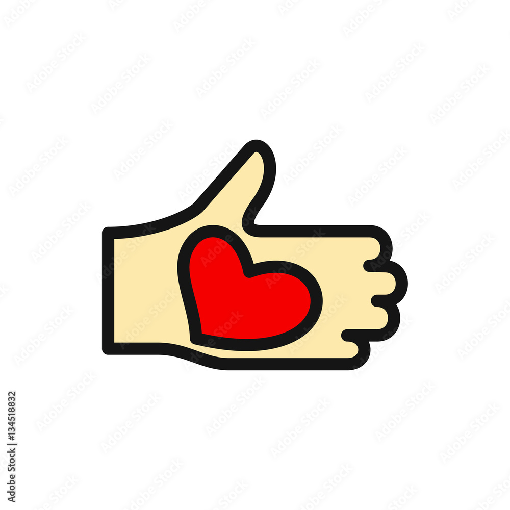 hand with heart icon illustration hand with heart icon illustration