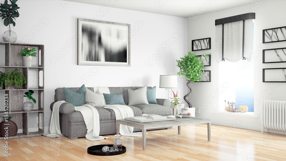 Modern bright interior . 3D rendering Modern bright interior . 3D rendering