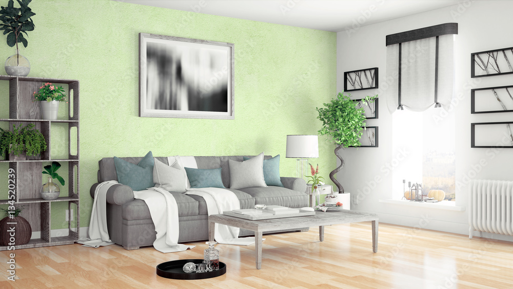Modern bright interior . 3D rendering Modern bright interior . 3D rendering